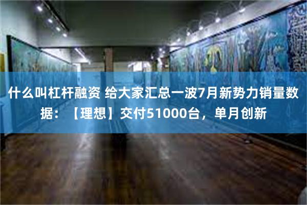 什么叫杠杆融资 给大家汇总一波7月新势力销量数据：【理想】交付51000台，单月创新